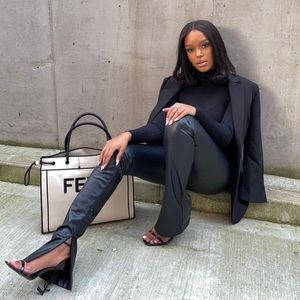 Zara extra long split hem leather leggings